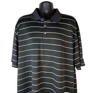PGA Tour Polo Shirt Men 2XL Black Striped Short Sleeve Golf Casual Outdoors NWOT